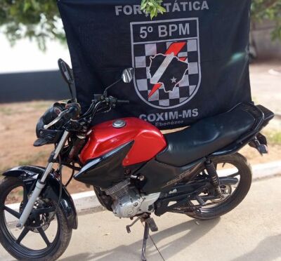 Imagem da notícia Após denúncia anônima, Polícia Militar recupera motocicleta furtada em Coxim